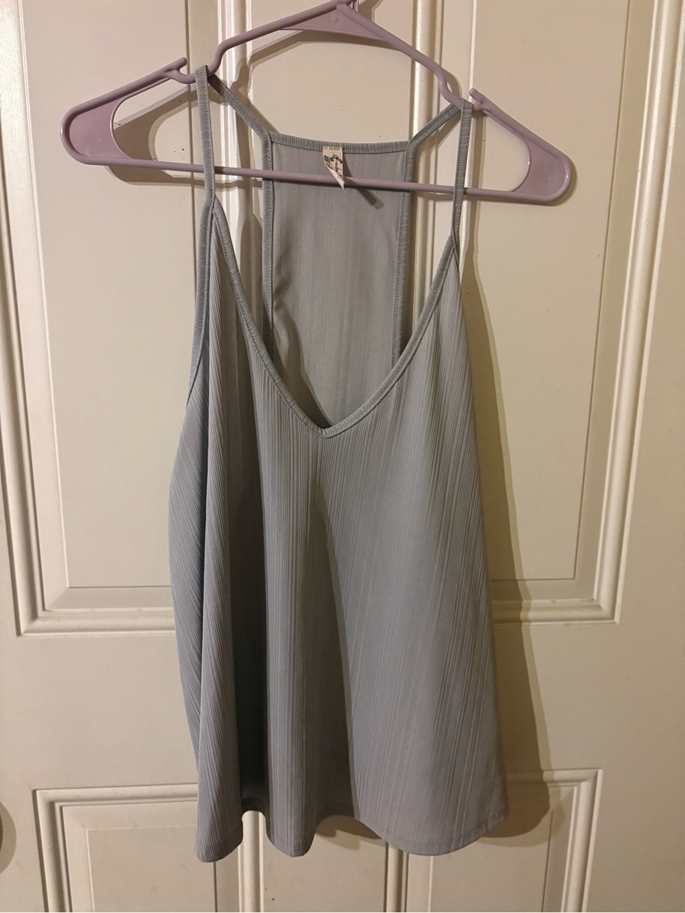 Free People Light Gray Ribbed V-Neck Cami large